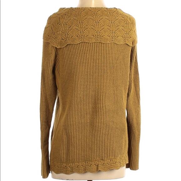 Chico’s green chartreuse scalloped mixed knit cowl neck sweater large - Picture 2 of 4